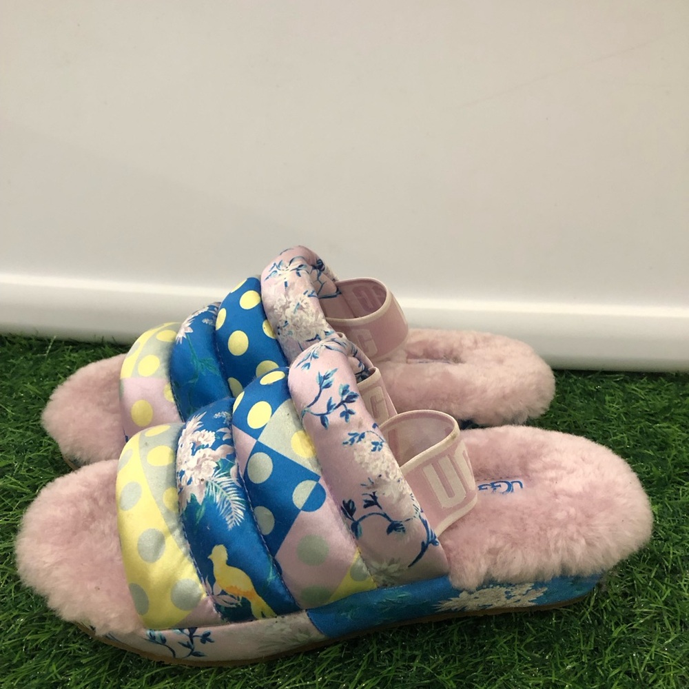 UGG Pink and Blue Floral Slippers